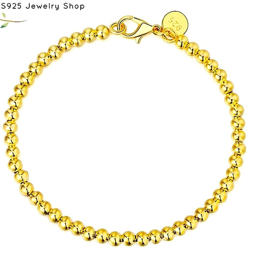 Beaded Ball Gold Bracelet 4mm